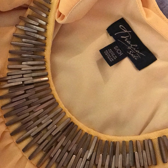 Thalia Sodi Yellow Chiffon High-Low Dress, Small - Picture 7 of 7